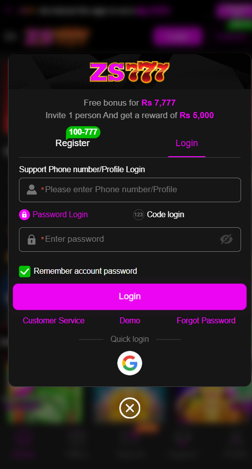 Zs777 Game Login